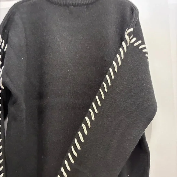 English Factory Black Sweater Dress with White Stitching - Picture 5 of 6